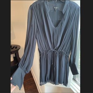 New Black silk shirt dress